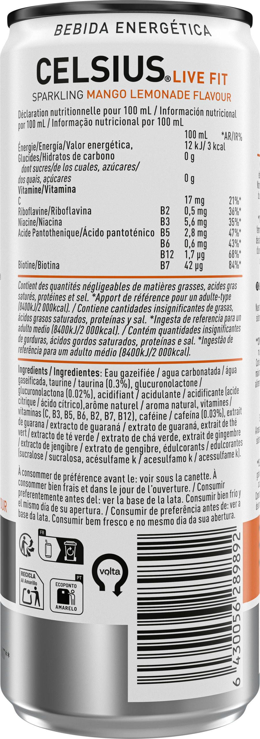 Mango Lemonade – Product's Back Label