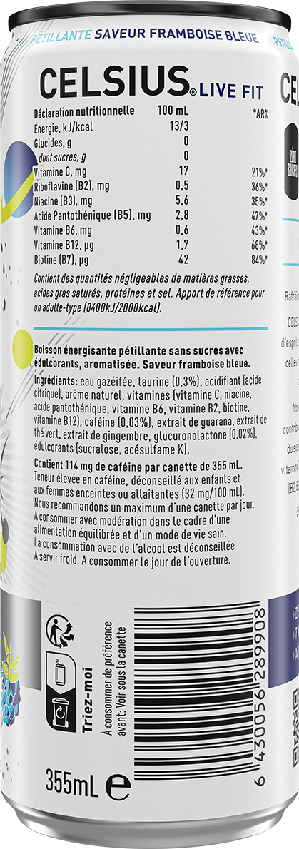 CELSIUS Astro Vibe™ Pétillante – Product's Back Label